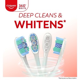 Colgate 360 Optic White Whitening Toothbrush, Adult Soft Toothbrush with Whitening Cups, Helps Whiten Teeth and Removes Odor Causing Bacteria, 4 Pack