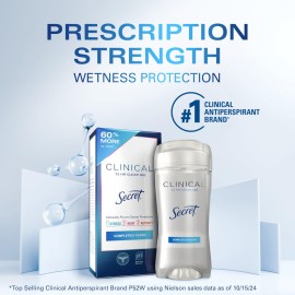 Secret Clinical Strength Antiperspirant Deodorant for Women, 3X Stress Protection, 72hr Sweat & Odor Protection, PH Balancing Minerals, Clear Gel, Completely Clean Scent, 2.6 oz Secret Clinical Strength Antiperspirant Deodorant for Women, 3X Stress Protection, 72hr Sweat & Odor Protection, PH Balancing Minerals, Clear Gel, Completely Clean Scent, 2.6 oz