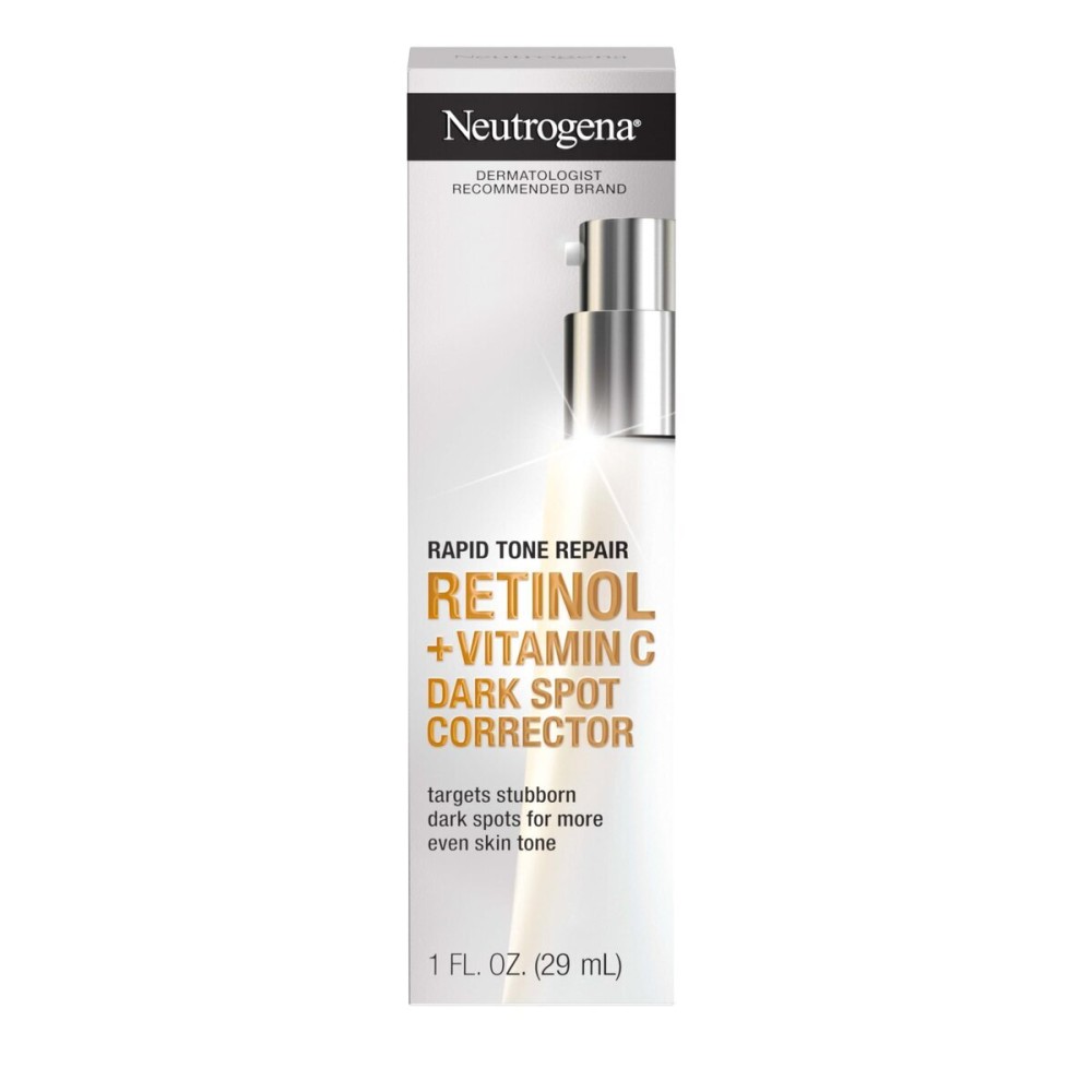 Neutrogena Rapid Tone Repair Retinol + Vitamin C Dark Spot Corrector Face Serum, Daily Anti-Wrinkle Dark Spot Corrector to Brighten & Even Tone, Mineral-Oil & Dye-Free, White, 1 oz Neutrogena Rapid Tone Repair Retinol + Vitamin C Dark Spot Corrector Face Serum, Daily Anti-Wrinkle Dark Spot Corrector to Brighten & Even Tone, Mineral-Oil & Dye-Free, White, 1 oz
