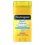 Neutrogena Beach Defense Sunscreen Stick SPF 50, 1.5 oz, Hands-Free Application, Oxybenzone Free Sunscreen for Face & Body, Water-Resistant Sun Protection, Travel Size