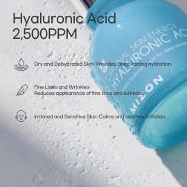 MIZON Hyaluronic Acid 100 Serum - Pure Hyaluronic Acid for Deep Hydration, Plumping & Skin Barrier Support - Lightweight K-Beauty Ampoule for Glass Skin Glow (1.01 fl. oz)