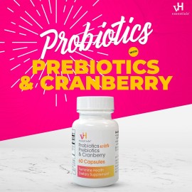 vH essentials Probiotics with Prebiotics and Cranberry Feminine Health Supplement - 60 Capsules vH essentials Probiotics with Prebiotics and Cranberry Feminine Health Supplement - 60 Capsules