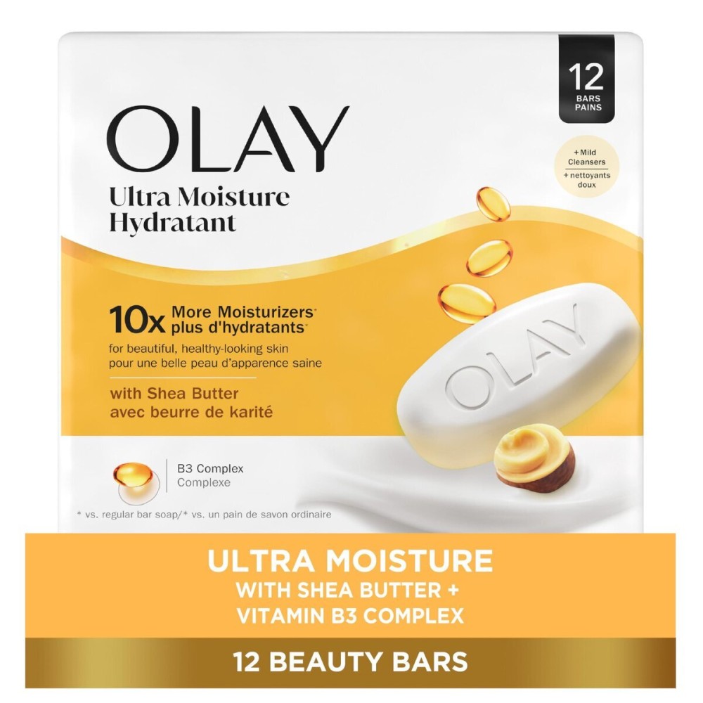Olay Beauty Bar, Ultra Moisture,10x More Moisturizers, Nourishing Conditioners, Smooth & Gentle on Skin, Vitamin B3 Complex, For All Skin Types, Shea Butter Scent, 3.17 oz, (Pack of 12) Olay Beauty Bar, Ultra Moisture,10x More Moisturizers, Nourishing Conditioners, Smooth & Gentle on Skin, Vitamin B3 Complex, For All Skin Types, Shea Butter Scent, 3.17 oz, (Pack of 12)