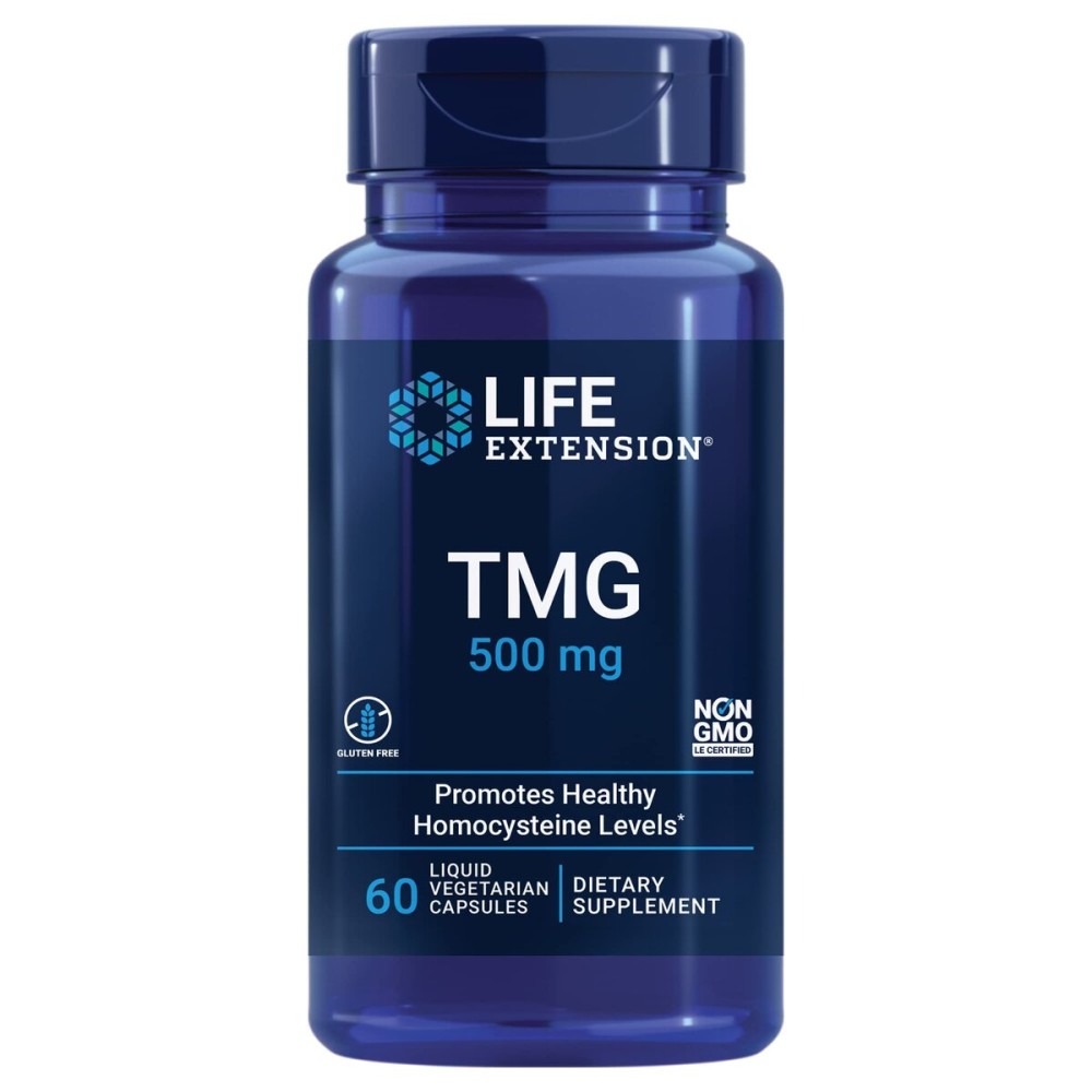 Life Extension TMG 500 mg - Trimethylglycine Supplement - Encourages Healthy Homocysteine Levels - Gluten-free - Non-gmo - Vegetarian - 60 Liquid Vegetarian Capsules Life Extension TMG 500 mg - Trimethylglycine Supplement - Encourages Healthy Homocysteine Levels - Gluten-free - Non-gmo - Vegetarian - 60 Liquid Vegetarian Capsules