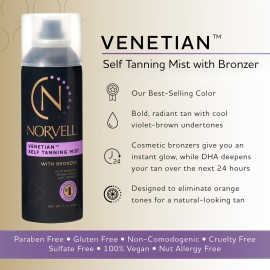 Norvell Venetian Sunless Self Tanning Mist - Airbrush Spray Solution with Bronzer for Instant Sun Kissed Glow, 7 fl.oz. Norvell Venetian Sunless Self Tanning Mist - Airbrush Spray Solution with Bronzer for Instant Sun Kissed Glow, 7 fl.oz.