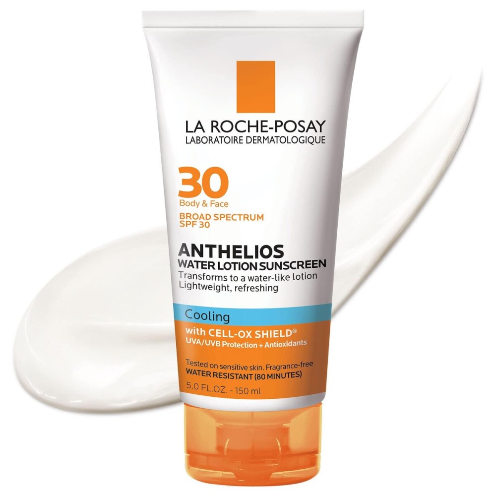 La Roche-Posay Anthelios Cooling Water Sunscreen Lotion, Water Based Sunscreen for Face & Body, Broad Spectrum SPF + Antioxidants, Fast Absorbing Water-Like Texture, Oil Free Sunscreen SPF 30 La Roche-Posay Anthelios Cooling Water Sunscreen Lotion, Water Based Sunscreen for Face & Body, Broad Spectrum SPF + Antioxidants, Fast Absorbing Water-Like Texture, Oil Free Sunscreen SPF 30