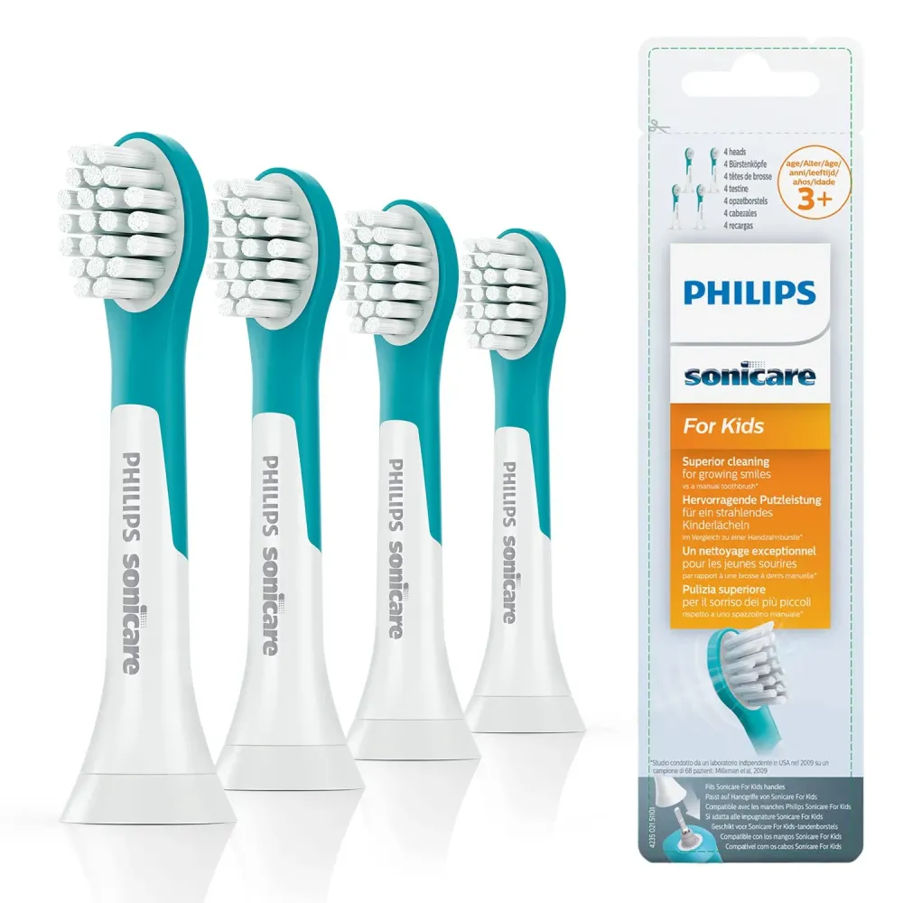 Philips Sonicare Original Brush for Kids HX6034 / 33, Gentle Cleaning of Children\'s Teeth, from 3 Years, 4 Pieces Philips Sonicare Original Brush for Kids HX6034 / 33, Gentle Cleaning of Children\'s Teeth, from 3 Years, 4 Pieces