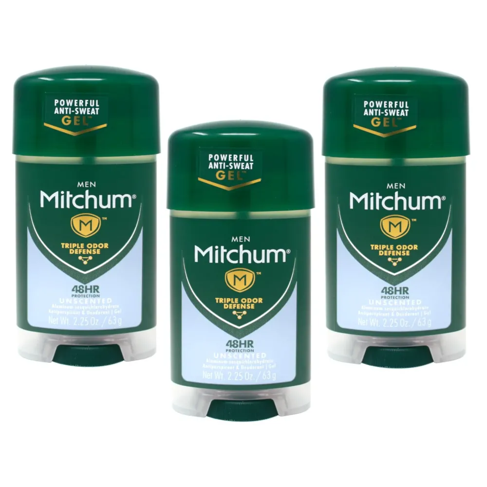 Mitchum Power Gel Antiperspirant Deodorant - Unscented - Net Wt. 2.25 OZ (63 g) - Pack of 3 Mitchum Power Gel Antiperspirant Deodorant - Unscented - Net Wt. 2.25 OZ (63 g) - Pack of 3
