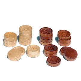 WE Games Wood Backgammon Chips with Cloth Pouch - Brown & Natural 1.125 in. Diameter - Set of 30 WE Games Wood Backgammon Chips with Cloth Pouch - Brown & Natural 1.125 in. Diameter - Set of 30