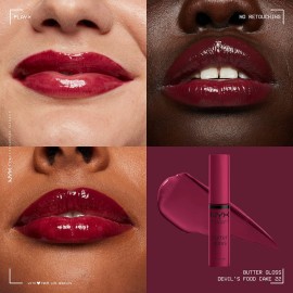 NYX PROFESSIONAL MAKEUP Butter Gloss, Non-Sticky Lip Gloss - Devil\'s Food Cake (Deep Plum) NYX PROFESSIONAL MAKEUP Butter Gloss, Non-Sticky Lip Gloss - Devil\'s Food Cake (Deep Plum)