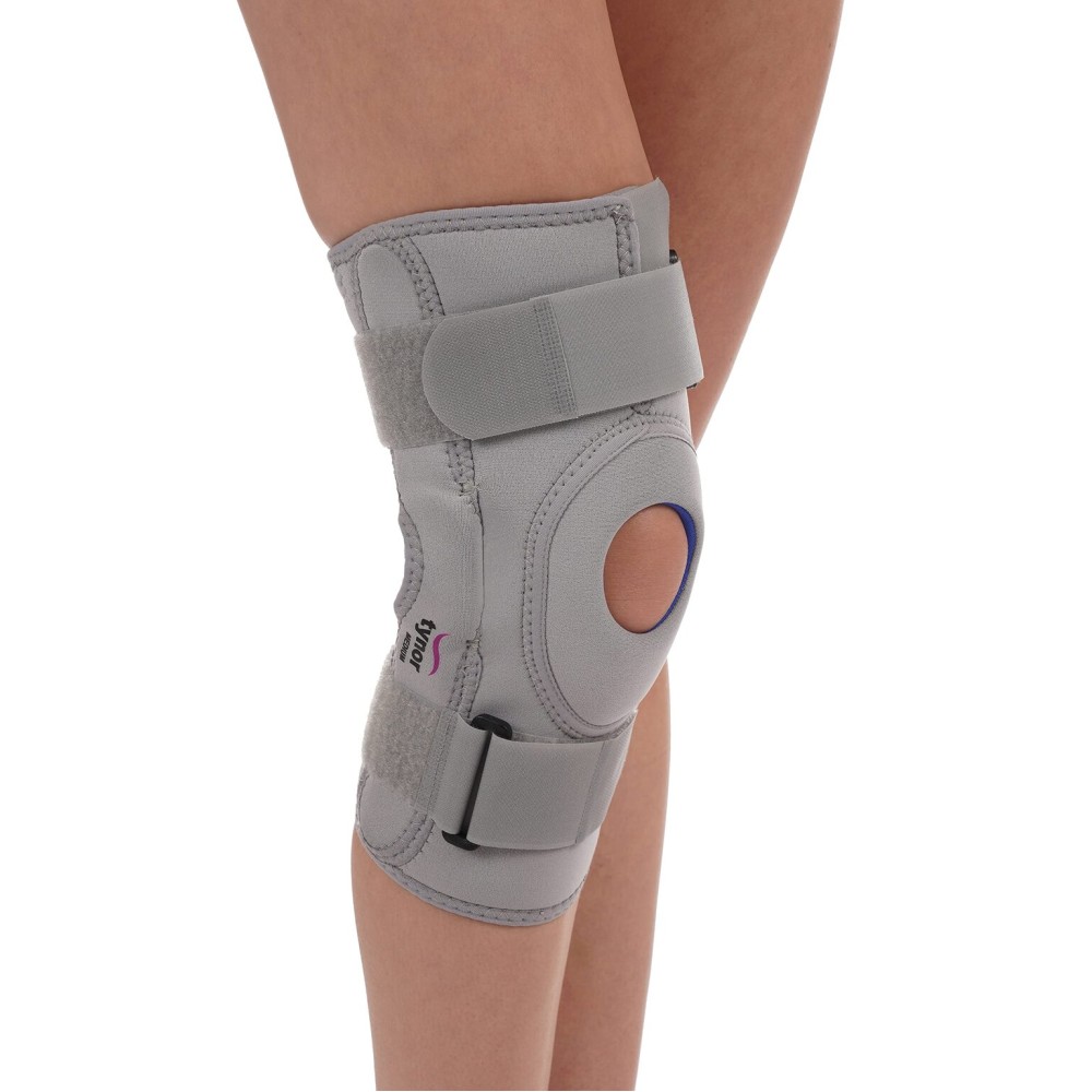 TYNOR Hinged Knee Brace with Double Strap Adjustable Neoprene Knee Support For Men & Women, Arthritis, Meniscus Tear, ACL with Open Patella with Removable Metal Hinges & Side Stabilizers (Large)