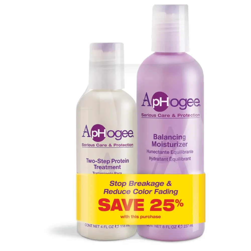 Aphogee Serious Hair Care Double Bundle (Twostep Protein Treatment 4 Fl Oz and Balancing Moisturizer 8 Fl Oz Aphogee Serious Hair Care Double Bundle (Twostep Protein Treatment 4 Fl Oz and Balancing Moisturizer 8 Fl Oz