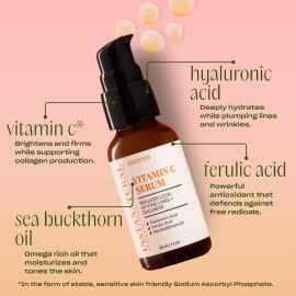 InstaNatural Vitamin C Face Serum, Brightens, Hydrates and Reduces Signs of Aging, with Vitamin C, Hyaluronic and Ferulic Acid, 1 FL Oz InstaNatural Vitamin C Face Serum, Brightens, Hydrates and Reduces Signs of Aging, with Vitamin C, Hyaluronic and Ferulic Acid, 1 FL Oz