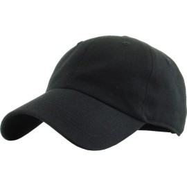 KB-Low BLK Classic Cotton Dad Hat Adjustable Plain Cap. Polo Style Low Profile (Unstructured) (Classic) Black Adjustable