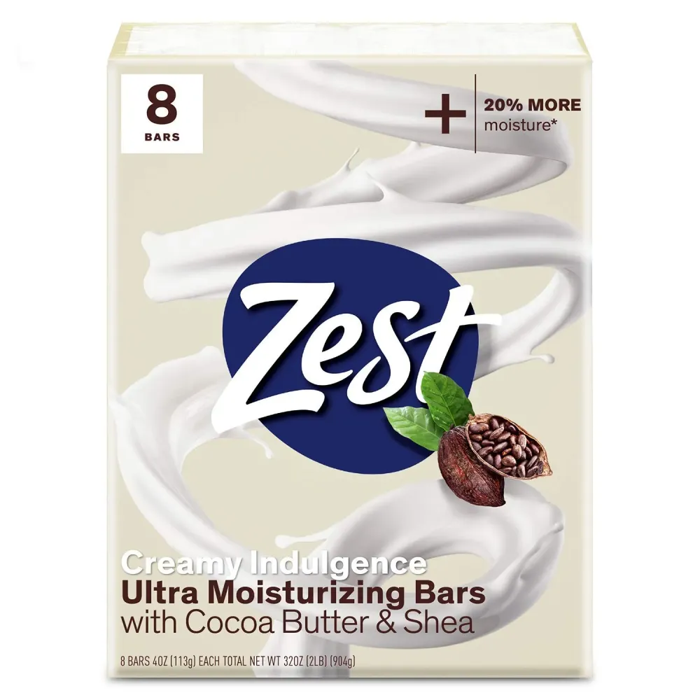 Zest Bar Soap - 8 Bars - Enriched With Cocoa Butter And Shea for Ultra Moisturizing Cleansing - Leaves Your Body Feeling Silky Smooth And Deeply Moisturized Zest Bar Soap - 8 Bars - Enriched With Cocoa Butter And Shea for Ultra Moisturizing Cleansing - Leaves Your Body Feeling Silky Smooth And Deeply Moisturized