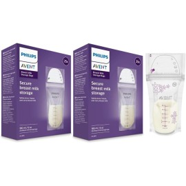 Philips AVENT Breast Milk Storage Bags, Clear, 6 Ounce, 50 Pack, SCF603/50