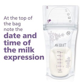 Philips AVENT Breast Milk Storage Bags, Clear, 6 Ounce, 50 Pack, SCF603/50