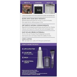 Just For Men Touch of Gray Mustache & Beard, Beard Coloring for Gray Hair with Brush Included for Easy Application, Great for a Salt and Pepper Look - Dark Brown & Black, B-45/55, Pack of 1