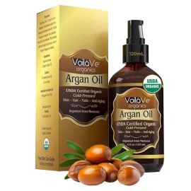 VoilaVe USDA and ECOCERT 100% Pure Organic Moroccan Argan Oil for Skin, Nails & Hair Growth, Anti-Aging Face Moisturizer, Cold Pressed, Hair Moisturizer, Rich in Vitamin E, As Seen On TV - 4 fl oz VoilaVe USDA and ECOCERT 100% Pure Organic Moroccan Argan Oil for Skin, Nails & Hair Growth, Anti-Aging Face Moisturizer, Cold Pressed, Hair Moisturizer, Rich in Vitamin E, As Seen On TV - 4 fl oz
