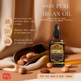VoilaVe USDA and ECOCERT 100% Pure Organic Moroccan Argan Oil for Skin, Nails & Hair Growth, Anti-Aging Face Moisturizer, Cold Pressed, Hair Moisturizer, Rich in Vitamin E, As Seen On TV - 4 fl oz VoilaVe USDA and ECOCERT 100% Pure Organic Moroccan Argan Oil for Skin, Nails & Hair Growth, Anti-Aging Face Moisturizer, Cold Pressed, Hair Moisturizer, Rich in Vitamin E, As Seen On TV - 4 fl oz