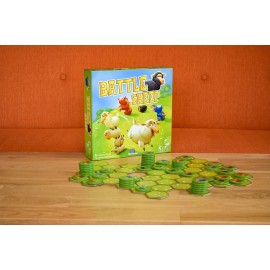 Battle Sheep Abstract Strategy Board Game with Animal Sheep Theme by Blue Orange Games - Family or Adult Strategy Board game for 2 to 4 players. Recommended for ages 7 & Up.