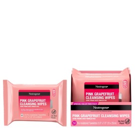 Neutrogena Makeup Remover Wipes, Facial Cleansing Wipes Suitable for Oily & Acne Prone Skin, Wipes Away Bacteria, Dirt & Oil, Scented Facial Wipes with Pink Grapefruit Extract, 50 Count Neutrogena Makeup Remover Wipes, Facial Cleansing Wipes Suitable for Oily & Acne Prone Skin, Wipes Away Bacteria, Dirt & Oil, Scented Facial Wipes with Pink Grapefruit Extract, 50 Count