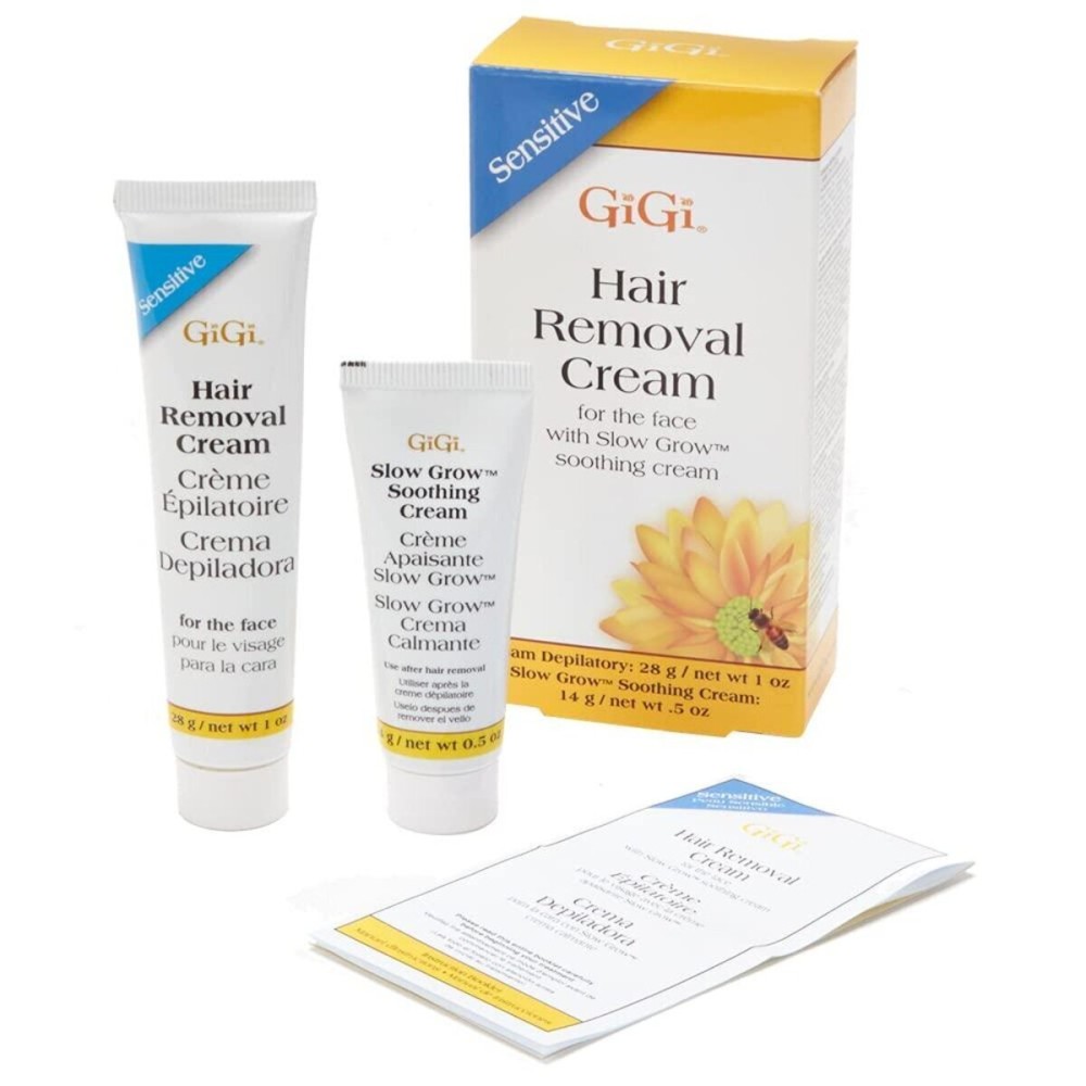GiGi Hair Removal Cream, for the Face - 1 oz, and Slow Grow Soothing Cream - 0.5 oz, Hair Removal Kit for Sensitive Skin, 1-pack GiGi Hair Removal Cream, for the Face - 1 oz, and Slow Grow Soothing Cream - 0.5 oz, Hair Removal Kit for Sensitive Skin, 1-pack