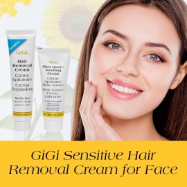 GiGi Hair Removal Cream, for the Face - 1 oz, and Slow Grow Soothing Cream - 0.5 oz, Hair Removal Kit for Sensitive Skin, 1-pack GiGi Hair Removal Cream, for the Face - 1 oz, and Slow Grow Soothing Cream - 0.5 oz, Hair Removal Kit for Sensitive Skin, 1-pack
