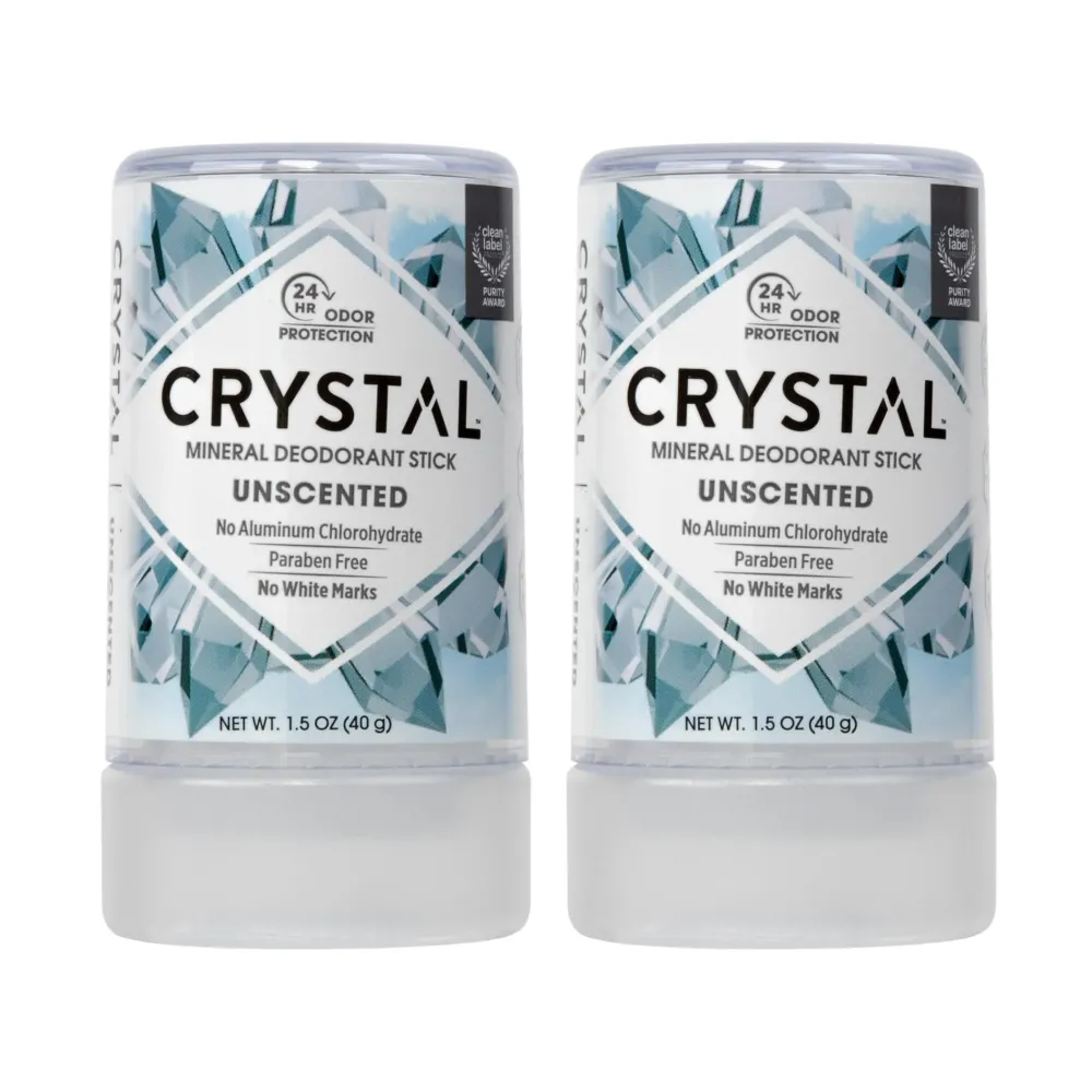 CRYSTAL Travel Stick Mineral Deodorant - Unscented Body Deodorant With 24-Hour Odor Protection, Non-Staining & Non-Sticky, Aluminum Chloride & Paraben Free, 1.5 FL OZ - (Pack of 2) CRYSTAL Travel Stick Mineral Deodorant - Unscented Body Deodorant With 24-Hour Odor Protection, Non-Staining & Non-Sticky, Aluminum Chloride & Paraben Free, 1.5 FL OZ - (Pack of 2)
