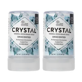 CRYSTAL Travel Stick Mineral Deodorant - Unscented Body Deodorant With 24-Hour Odor Protection, Non-Staining & Non-Sticky, Aluminum Chloride & Paraben Free, 1.5 FL OZ - (Pack of 2)
