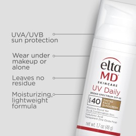 EltaMD UV Daily Tinted SPF 40 Face Sunscreen Moisturizer with Zinc Oxide, Tinted Daily Face Moisturizer with SPF, Sunscreen for Dry Skin,1.7 oz Pump EltaMD UV Daily Tinted SPF 40 Face Sunscreen Moisturizer with Zinc Oxide, Tinted Daily Face Moisturizer with SPF, Sunscreen for Dry Skin,1.7 oz Pump