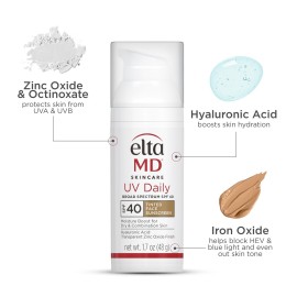 EltaMD UV Daily Tinted SPF 40 Face Sunscreen Moisturizer with Zinc Oxide, Tinted Daily Face Moisturizer with SPF, Sunscreen for Dry Skin,1.7 oz Pump EltaMD UV Daily Tinted SPF 40 Face Sunscreen Moisturizer with Zinc Oxide, Tinted Daily Face Moisturizer with SPF, Sunscreen for Dry Skin,1.7 oz Pump