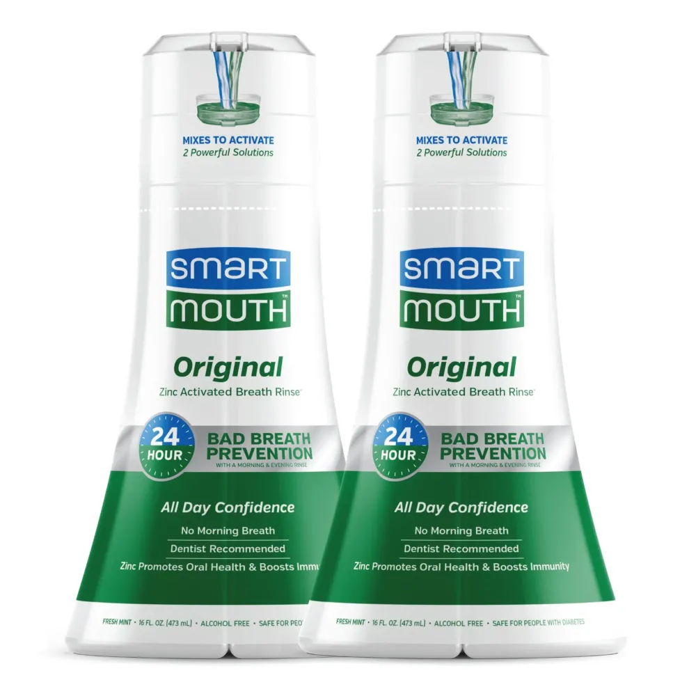 SmartMouth Original Activated Mouthwash - Adult Mouthwash for Fresh Breath - Oral Rinse for 24-Hour Bad Breath Relief with Twice Daily Use - Fresh Mint Flavor, 16 fl oz (2 Pack) SmartMouth Original Activated Mouthwash - Adult Mouthwash for Fresh Breath - Oral Rinse for 24-Hour Bad Breath Relief with Twice Daily Use - Fresh Mint Flavor, 16 fl oz (2 Pack)