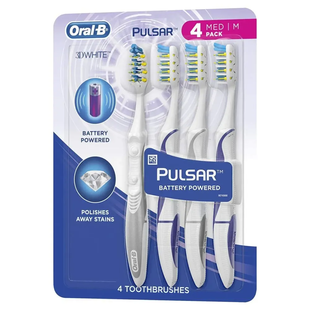 Oral-B Pulsar Vibrating Bristles Toothbrush, Medium, 4 Pack (Colors May Vary) Oral-B Pulsar Vibrating Bristles Toothbrush, Medium, 4 Pack (Colors May Vary)