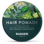 Badger Hair Pomade for Men, Organic, Easy to Use, Subtle Masculine Scent, Medium Hold Hair Pomade with Medium Shine Finish, Nourishes Hair & Scalp 2 oz Tin