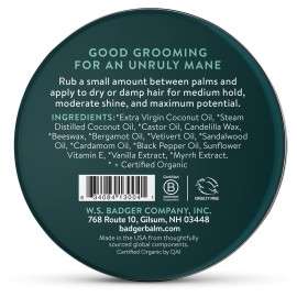 Badger Hair Pomade for Men, Organic, Easy to Use, Subtle Masculine Scent, Medium Hold Hair Pomade with Medium Shine Finish, Nourishes Hair & Scalp 2 oz Tin Badger Hair Pomade for Men, Organic, Easy to Use, Subtle Masculine Scent, Medium Hold Hair Pomade with Medium Shine Finish, Nourishes Hair & Scalp 2 oz Tin