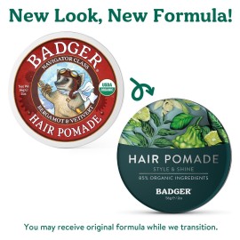Badger Hair Pomade for Men, Organic, Easy to Use, Subtle Masculine Scent, Medium Hold Hair Pomade with Medium Shine Finish, Nourishes Hair & Scalp 2 oz Tin Badger Hair Pomade for Men, Organic, Easy to Use, Subtle Masculine Scent, Medium Hold Hair Pomade with Medium Shine Finish, Nourishes Hair & Scalp 2 oz Tin