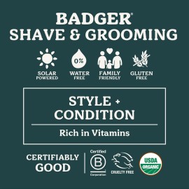 Badger Hair Pomade for Men, Organic, Easy to Use, Subtle Masculine Scent, Medium Hold Hair Pomade with Medium Shine Finish, Nourishes Hair & Scalp 2 oz Tin Badger Hair Pomade for Men, Organic, Easy to Use, Subtle Masculine Scent, Medium Hold Hair Pomade with Medium Shine Finish, Nourishes Hair & Scalp 2 oz Tin
