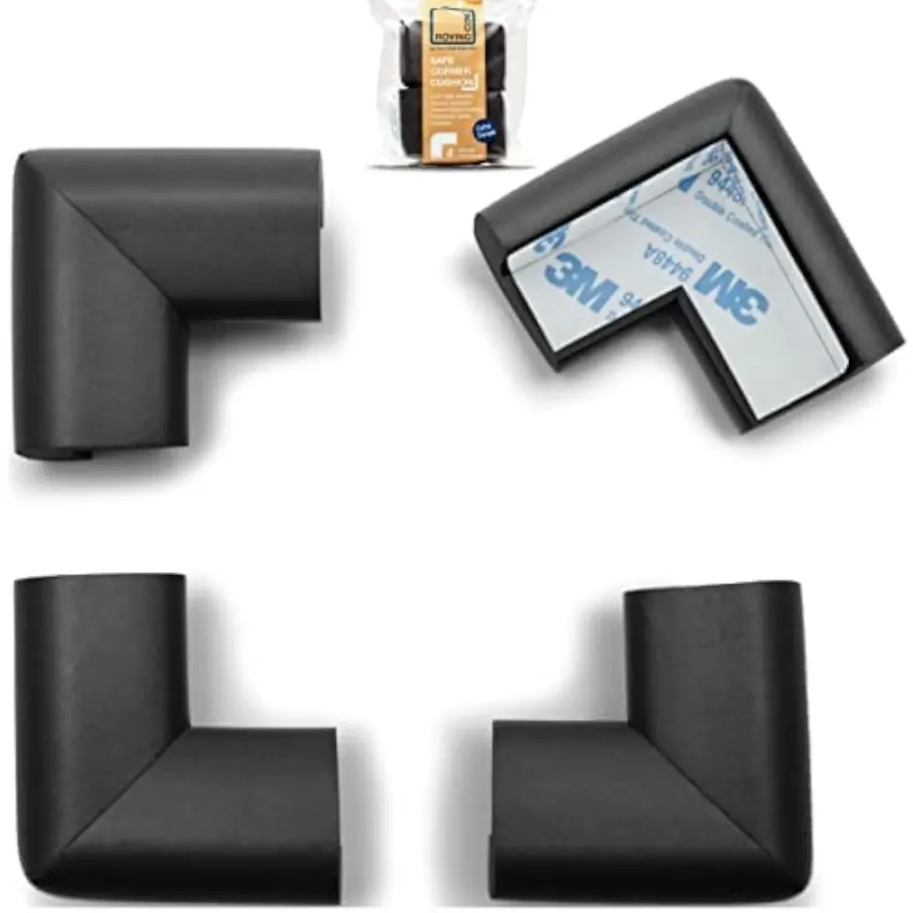 Roving Cove HeftyFit Corner Protector for Baby (4 Large Corners), Heavy-Duty Soft Rubber Foam Furniture Corner Bumper Guards, 3M Adhesive Pre-Taped, Onyx Black Roving Cove HeftyFit Corner Protector for Baby (4 Large Corners), Heavy-Duty Soft Rubber Foam Furniture Corner Bumper Guards, 3M Adhesive Pre-Taped, Onyx Black