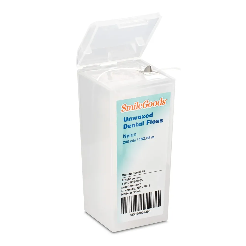 Practicon SmileGoods Unwaxed 200 Yard Dental Floss, Shred Resistant Nylon, Noncoated, Wax Less, Wax Free Floss, 1 Pack Practicon SmileGoods Unwaxed 200 Yard Dental Floss, Shred Resistant Nylon, Noncoated, Wax Less, Wax Free Floss, 1 Pack