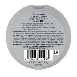 Neutrogena Healthy Skin Pressed Makeup Powder Compact with Antioxidants & Pro Vitamin B5, Evens Tone, Minimizes Shine & Conditions, Light 20, 0.34 oz Neutrogena Healthy Skin Pressed Makeup Powder Compact with Antioxidants & Pro Vitamin B5, Evens Tone, Minimizes Shine & Conditions, Light 20, 0.34 oz