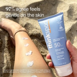 Thinksport SPF 50+ Mineral Sunscreen - Safe, Natural Sunblock for Sports & Active Use - Water Resistant Sun Cream -UVA/UVB Sun Protection - Vegan, Reef Friendly Lotion, 6oz Thinksport SPF 50+ Mineral Sunscreen - Safe, Natural Sunblock for Sports & Active Use - Water Resistant Sun Cream -UVA/UVB Sun Protection - Vegan, Reef Friendly Lotion, 6oz