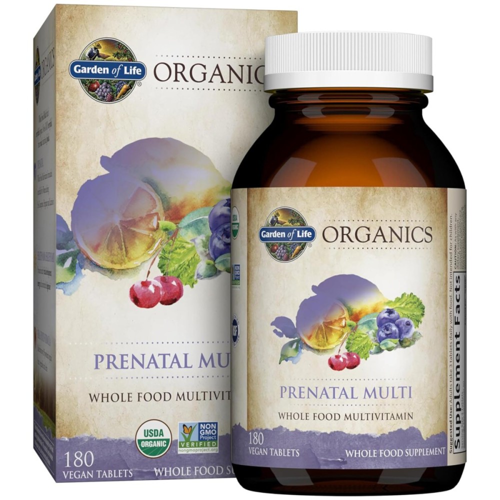 Garden of Life Organics Prenatal Vegan Whole Food Multivitamin Tablets, Folate not Folic Acid & Stomach Soothing Blend for Women, Peppermint, 180 Count Garden of Life Organics Prenatal Vegan Whole Food Multivitamin Tablets, Folate not Folic Acid & Stomach Soothing Blend for Women, Peppermint, 180 Count