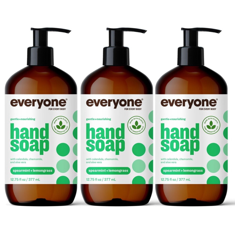 Everyone Liquid Hand Soap, 12.75 Ounce (Pack of 3), Spearmint and Lemongrass, Plant-Based Cleanser with Pure Essential Oils Everyone Liquid Hand Soap, 12.75 Ounce (Pack of 3), Spearmint and Lemongrass, Plant-Based Cleanser with Pure Essential Oils