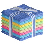 Multicolored Body Wash Cloths Washcloths Set of 8 Multipurpose Cotton Kitchen Washcloths, Bathroom Wash Cloths for Face and Body, Utility Rags - Soft and Absorbent, Washable Rags - 12 x 12 Inches