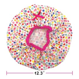 Reusable Shower Cap & Bath Cap & Lined, Oversized Waterproof Shower Caps Large Designed for all Hair Lengths with PEVA Lining & Elastic Band Stretch Hem Hair Hat - Fashionista Deco Dots Reusable Shower Cap & Bath Cap & Lined, Oversized Waterproof Shower Caps Large Designed for all Hair Lengths with PEVA Lining & Elastic Band Stretch Hem Hair Hat - Fashionista Deco Dots