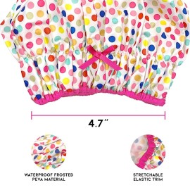 Reusable Shower Cap & Bath Cap & Lined, Oversized Waterproof Shower Caps Large Designed for all Hair Lengths with PEVA Lining & Elastic Band Stretch Hem Hair Hat - Fashionista Deco Dots Reusable Shower Cap & Bath Cap & Lined, Oversized Waterproof Shower Caps Large Designed for all Hair Lengths with PEVA Lining & Elastic Band Stretch Hem Hair Hat - Fashionista Deco Dots