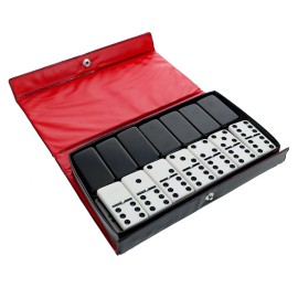 WE Games Two-Toned Black & White Double 6 Dominoes with Spinners - Ideal Size, Vintage Style Case, Family and Adult Board Games