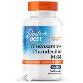 Doctor\'s Best Glucosamine Chondroitin Msm with OptiMSM Capsules, Joint Support Supplement Supports Healthy Joint Structure, Function & Comfort, Non-GMO, Gluten Free, Soy Free, 360 Count