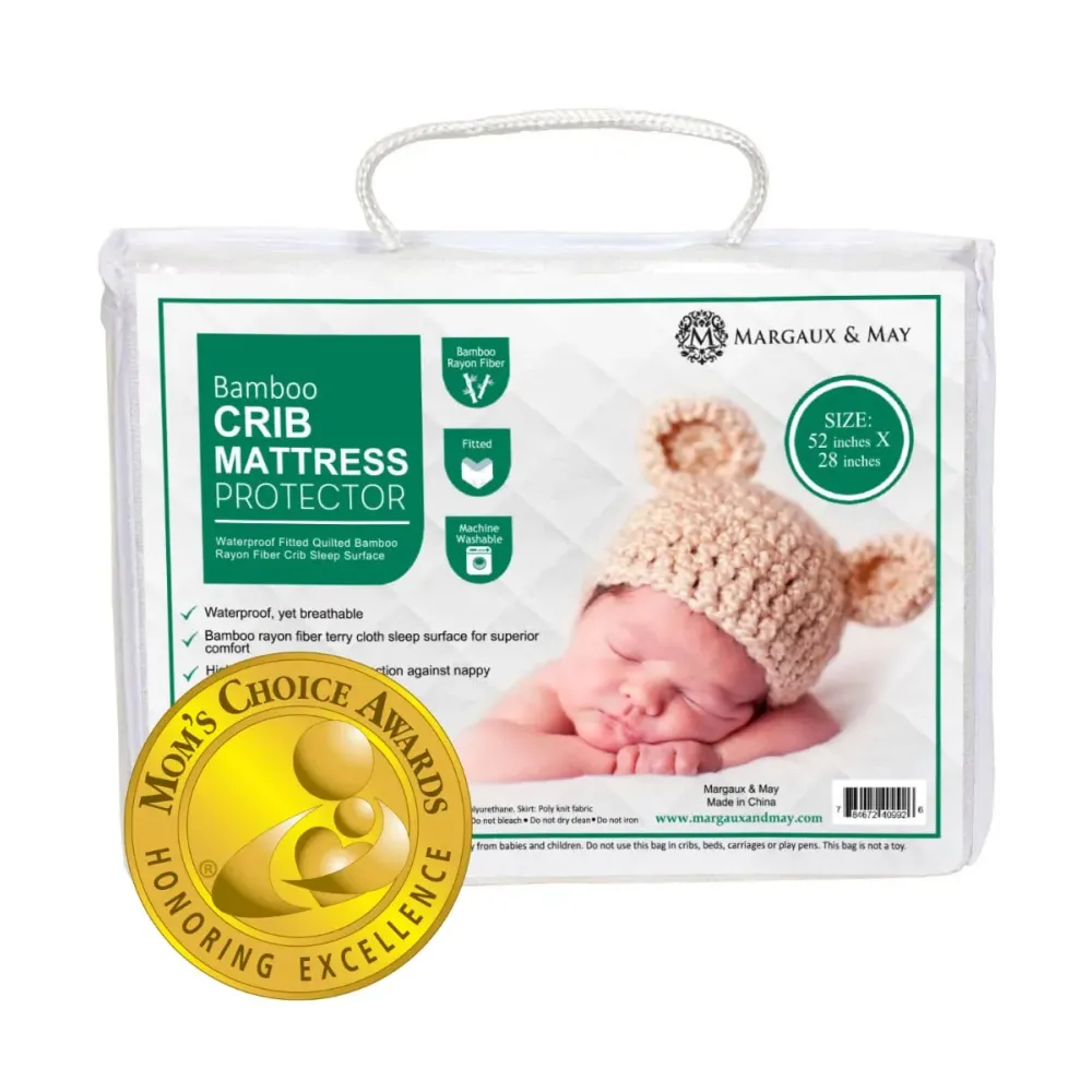 Crib Mattress Protector Pad - Ultra-Soft Waterproof Breathable Premium Bamboo Rayon - Noiseless Fitted Dryer Safe Cover. High Absorbency Oeko-TEX Certified (28 x 52 x 9 inches) MARGAUX & MAY Crib Mattress Protector Pad - Ultra-Soft Waterproof Breathable Premium Bamboo Rayon - Noiseless Fitted Dryer Safe Cover. High Absorbency Oeko-TEX Certified (28 x 52 x 9 inches) MARGAUX & MAY